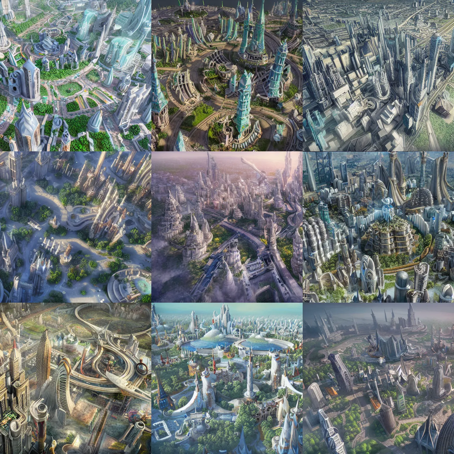 Premium AI Image  Aerial view of a solarpunk city