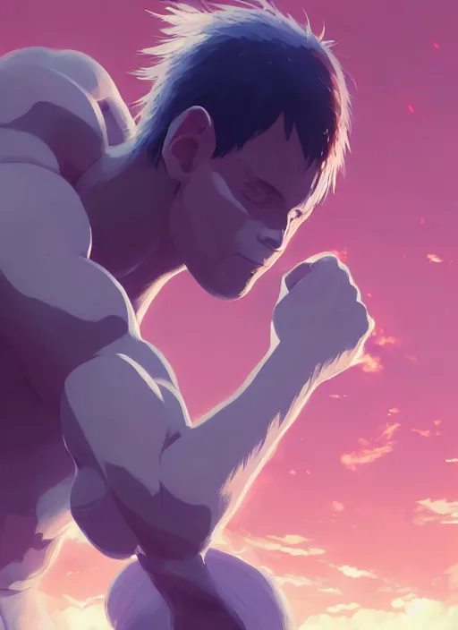 Prompt: portrait of sting, wrestling, wwe, cloudy sky background lush landscape illustration concept art anime key visual trending pixiv fanbox by wlop and greg rutkowski and makoto shinkai and studio ghibli