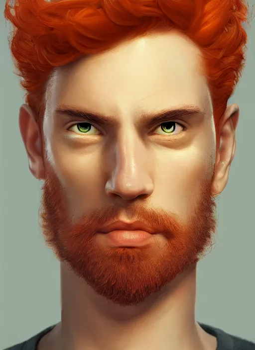 Prompt: illustration of curly orange hair men as a self portrait, smooth, unreal engine 5, octane, reflects, masterpiece artwork, ultra detailed, artgerm, as pixar film poster, digital art, trending on artstation, behance, deviantart