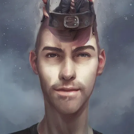 Image similar to a head - on detailed oil portrait of a young handsome round - faced smiling bald man, by charlie bowater, lise deharme, wlop, trending on artstation, dungeon and dragons art, critical role