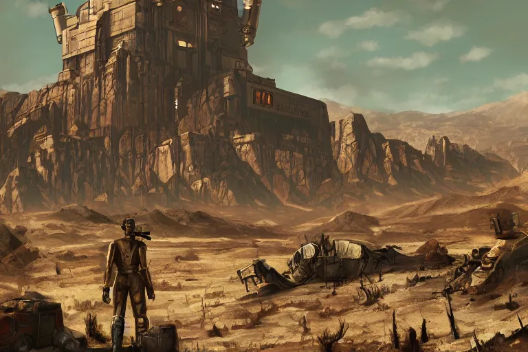 Image similar to beautiful matte masterpiece inspired by fallout : new vegas game, artstation,