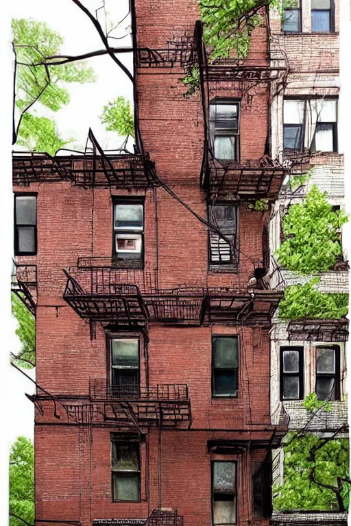 Image similar to (((((a ramshackle manhattan brick brownstone deep in the forest))))) by Jiayan Li!!!!!!!!!!!!!!!!!!!!!!!!!!!