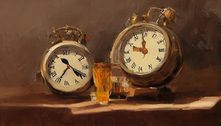 Image similar to time, clock, oil painting by jama jurabaev, brush hard, artstation, for aaa game, high quality, brush stroke