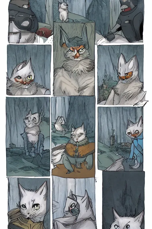 a graphic novel comic about warrior cats, Stable Diffusion