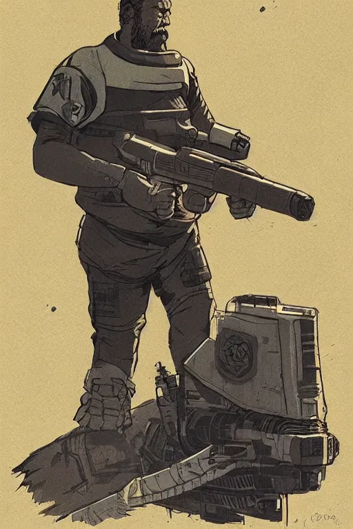 Image similar to a soviet russian nuclear galactic supersoldier by mcbess, greg rutkowski