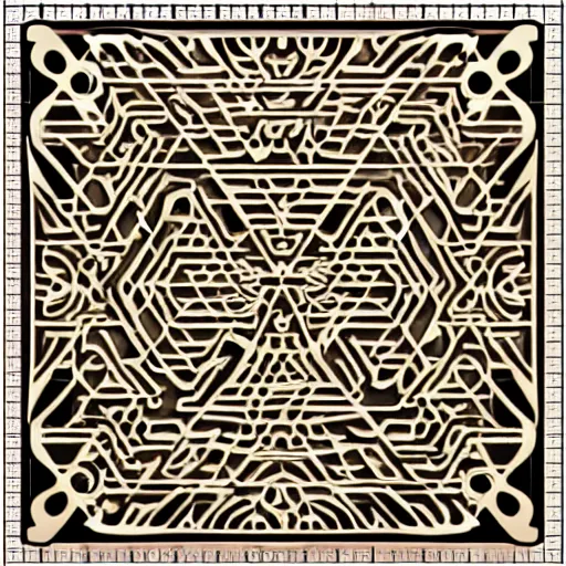 Image similar to a square vector art panel for cnc plasma, laser, geometric circuit pattern