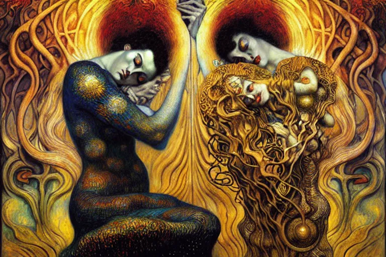 Image similar to Divine Chaos Engine by Karol Bak, Jean Delville, William Blake, Gustav Klimt, and Vincent Van Gogh, symbolist, visionary