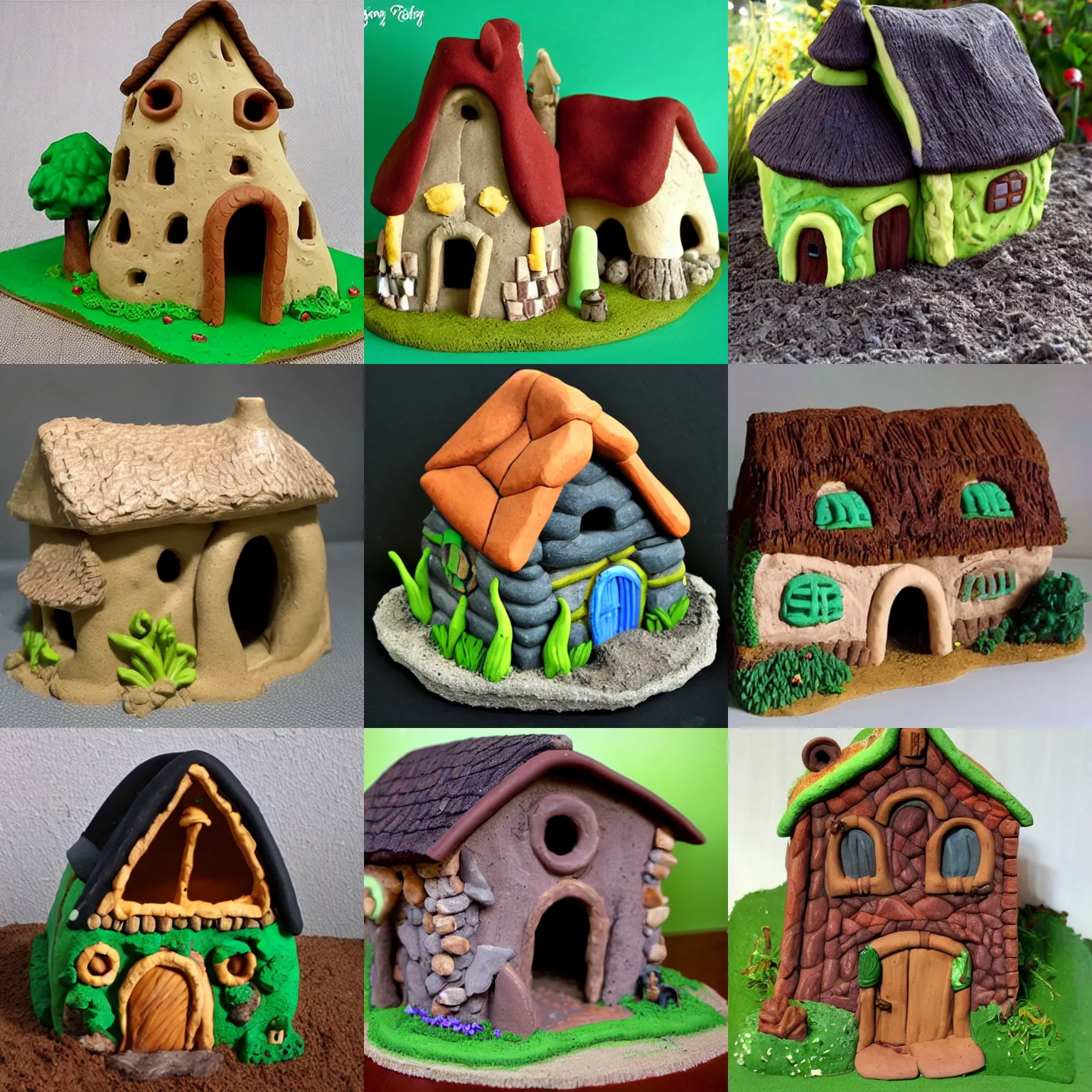 Prompt: fantasy cob house clay