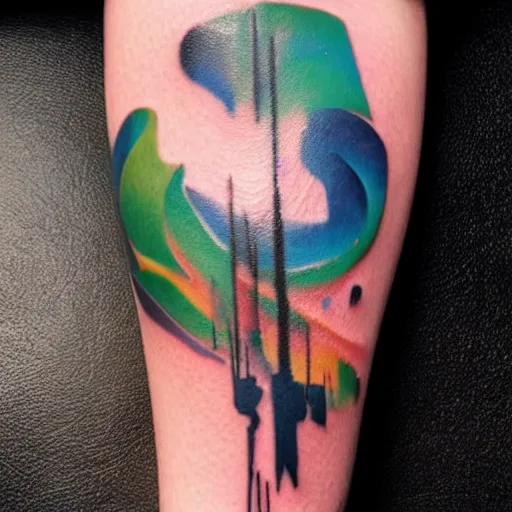 Prompt: a tattoo inspired aurora aksnes, abstract, pritty.