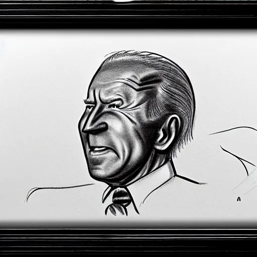 Image similar to milt kahl pencil sketch of joe biden