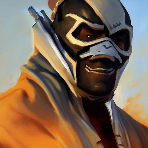 Image similar to greg manchess portrait painting of smoke from mortal kombat as overwatch character, medium shot, asymmetrical, profile picture, organic painting, sunny day, matte painting, bold shapes, hard edges, street art, trending on artstation, by huang guangjian and gil elvgren and sachin teng