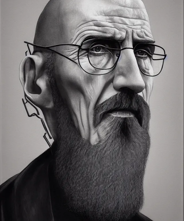 Prompt: portrait of Saruman Christopher Lee as Walter White in Breaking Bad, lowbrow painting by Mark Ryden