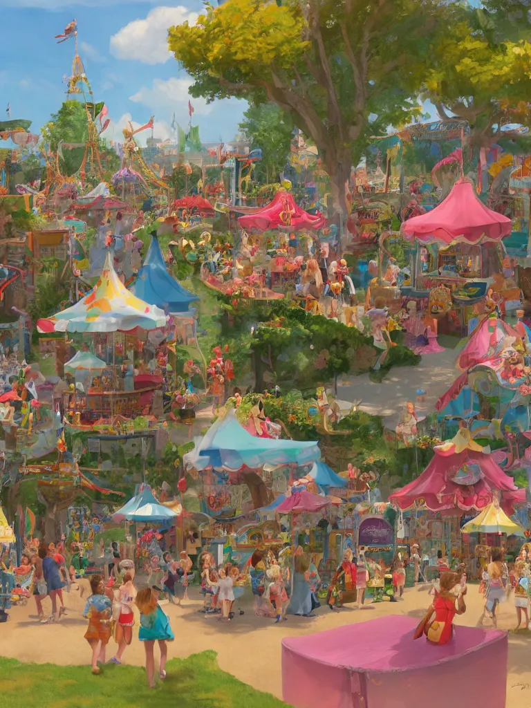 Prompt: summer fair by disney concept artists, blunt borders, rule of thirds