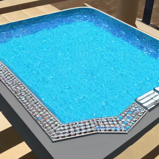 Image similar to pool full diamonds, ultra realistic details, 8 k