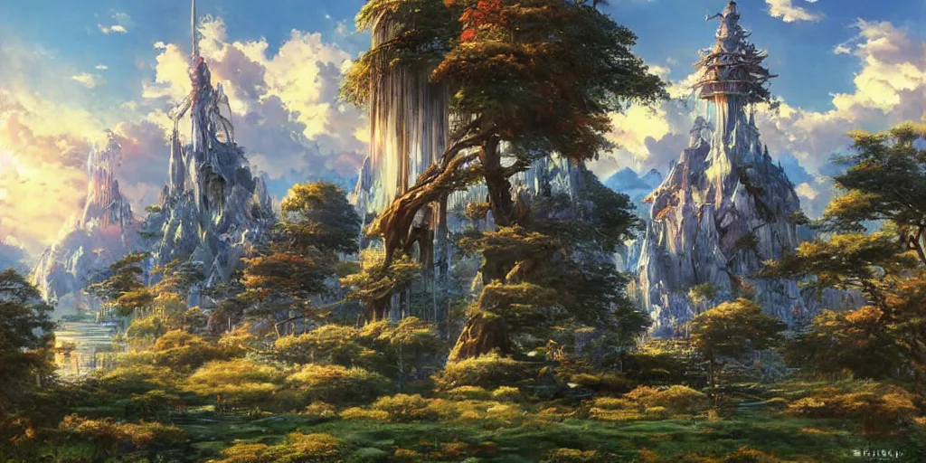 Image similar to Fantasy anime land by Ivan Shishkin