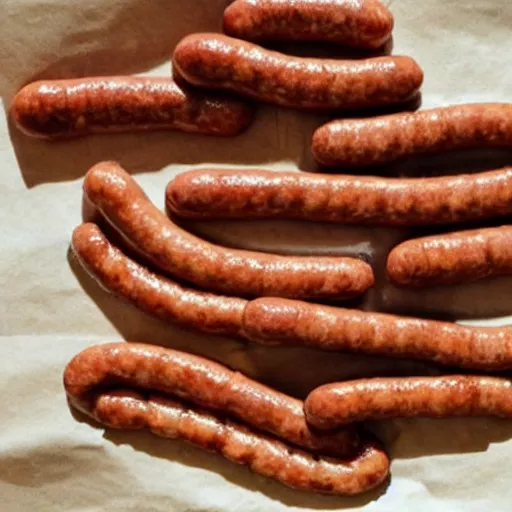 Image similar to hand made out of sausages