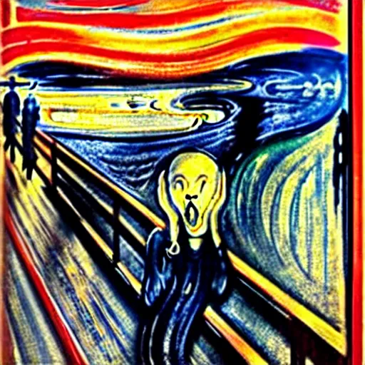 Image similar to the scream in reailistic