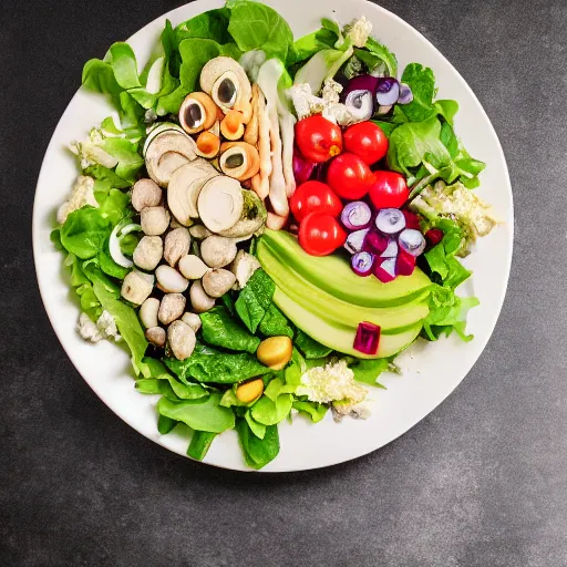 Image similar to food photography of a human teeth salad with lots of human teeth and a pinch of human teeth with a side of human teeth