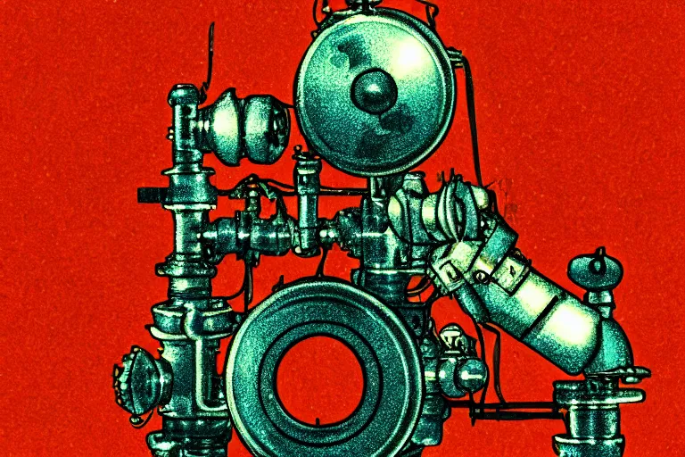 Image similar to clockwork machines!, in the style of john avon and derek riggs and eva widermann, trending on artstation, halfrear lighting closeup view anaglyph filter, bokeh, anime, colored pencil art, belle epoque