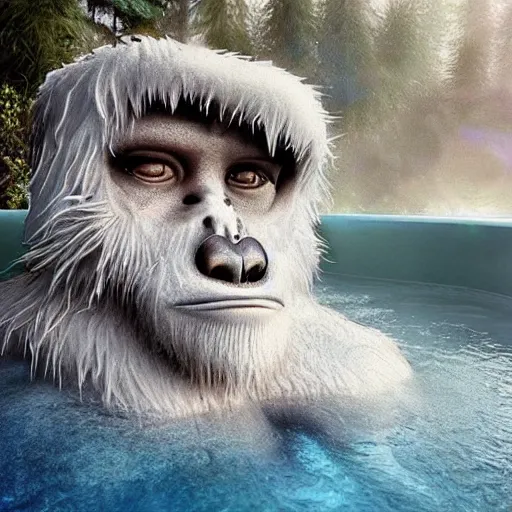 Prompt: “a yeti in a hottub, realistic, hiperrealist, photorealist, intricate, sharp focus, cinematic lights, Artstation HQ, Deviantart trending, 4K UHD, masterpiece”