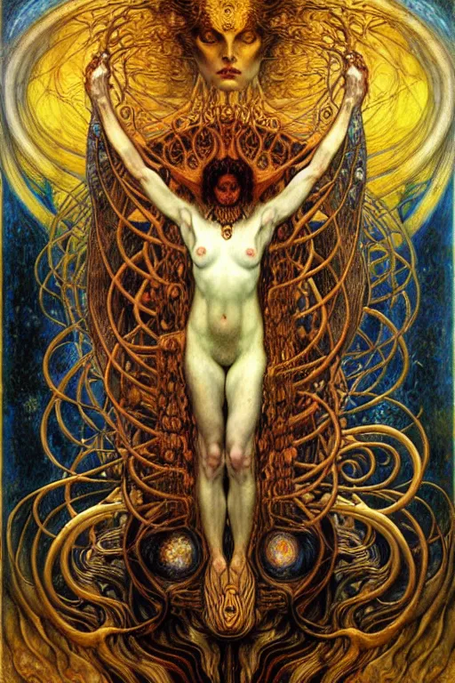 Image similar to Divine Chaos Engine by Karol Bak, Jean Delville, William Blake, Gustav Klimt, and Vincent Van Gogh, symbolist, visionary