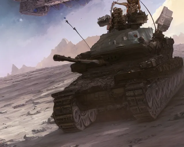 Prompt: a tank on the moon. By Makoto Shinkai, Stanley Artgerm Lau, WLOP, Rossdraws, James Jean, Andrei Riabovitchev, Marc Simonetti, krenz cushart, Sakimichan, trending on ArtStation, digital art.