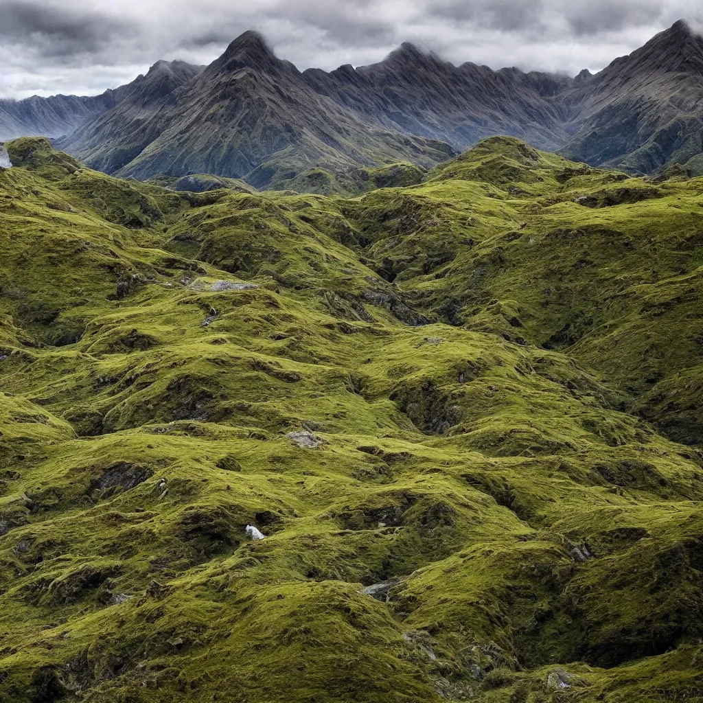 Image similar to Lord of the rings landscape in newzealand high quality