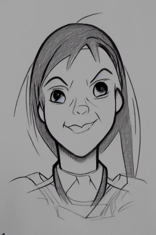 Prompt: milt kahl intricate symmetrical pencil sketch portrait of kim possible