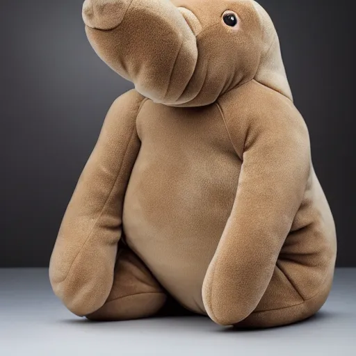 Prompt: a walrus plush. beautifully made, detailed, cute, soft. high quality, studio lighting, product image