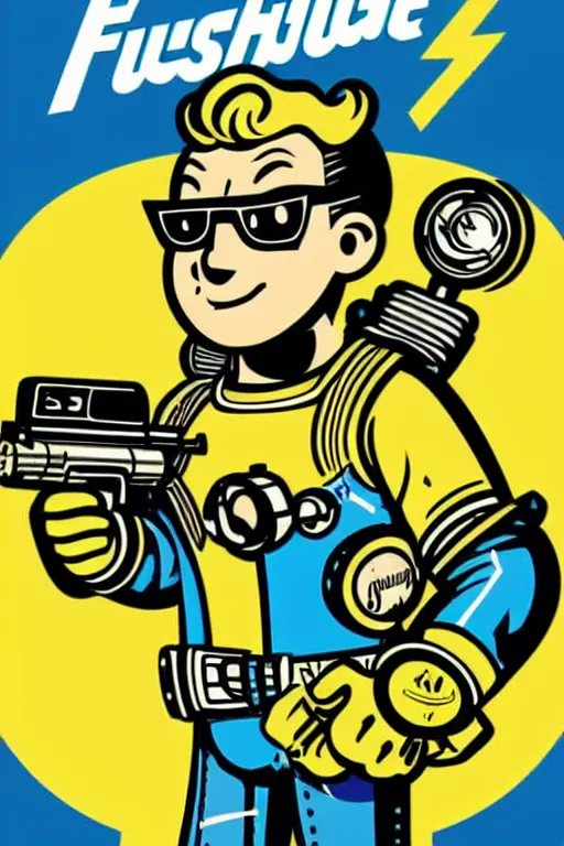 Image similar to fallout 7 6 retro futurist illustration art by butcher billy, sticker, colorful, illustration, highly detailed, simple, smooth and clean vector curves, no jagged lines, vector art, smooth andy warhol style