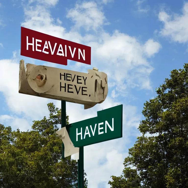 Prompt: A sign that says 'Heaven'