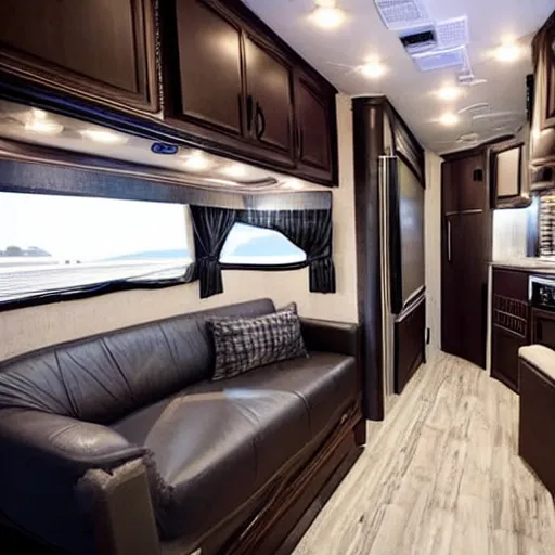 Prompt: a view of the interior of an expensive rv