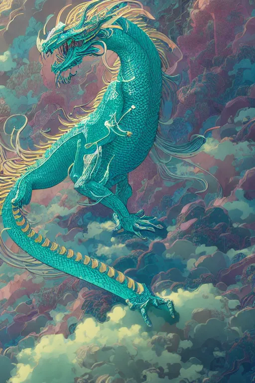 Image similar to a beautiful hyperdetailed character design 4 k wallpaper illustration of cyan dragon victo ngai, from china, style of studio ghibli, makoto shinkai, raphael lacoste, louis comfort tiffany, artgerm, xision, james jean, ross tran, chinese style