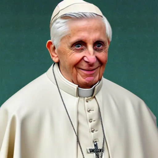 Prompt: portrait of pope benedict xvi wearing tiara on the top of his head in the style of sketched crayon