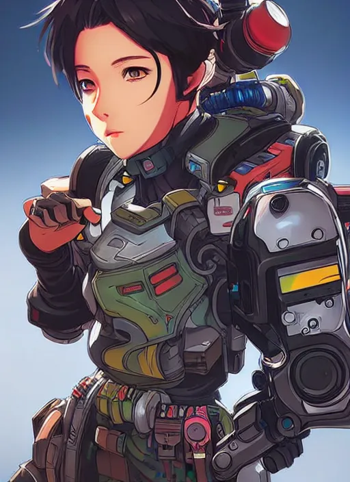 Prompt: Mechs in apex legends as an anime character digital illustration portrait design by Ross Tran, artgerm detailed, soft lighting