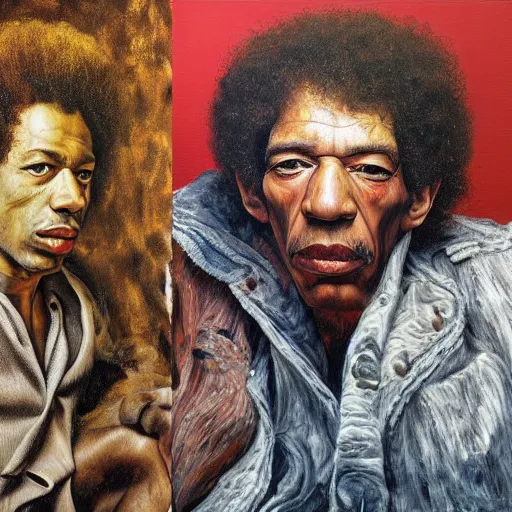 Prompt: high quality high detail painting by lucian freud, hd, jimi hendrix portrait