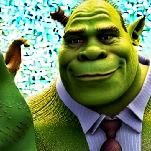 Image similar to movie still, shrek as michael in the godfather