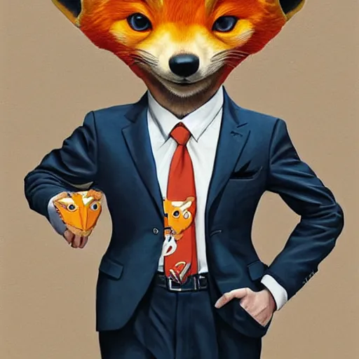 Image similar to a cute male anthropomorphic vulpes vulpes fulva teacher wearing suit working at a school, pixar style, by tristan eaton stanley artgerm and tom bagshaw.