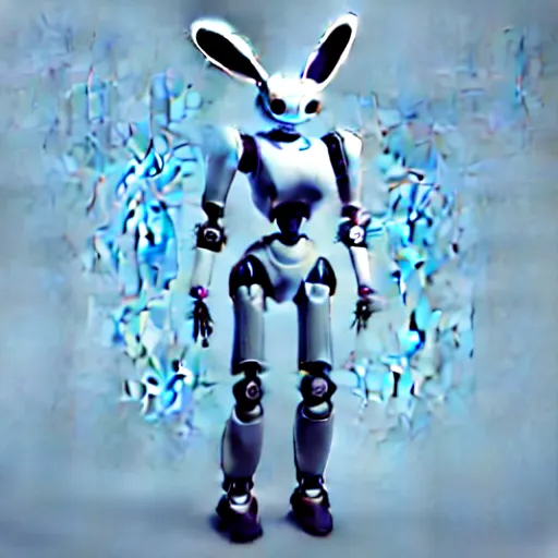 Prompt: robot rabbit suit, photorealistic, unreal engine, 3 d