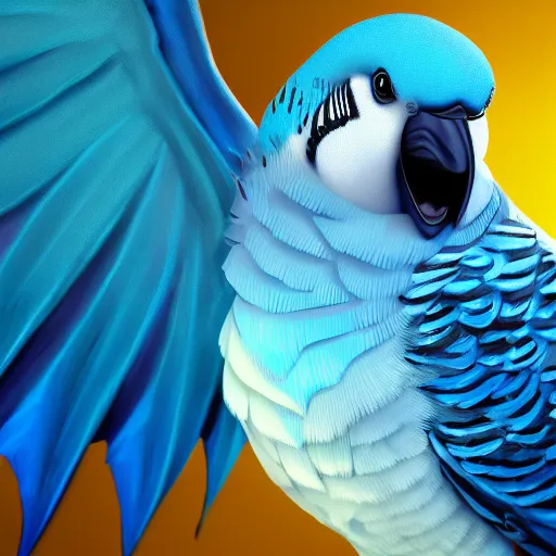 Prompt: an oil painting of a blue budgie with dragon wings, hd, hdr, ue 5, ue 6, unreal engine 5, cinematic 4 k wallpaper, 8 k, ultra detailed, high resolution, artstation, award winning