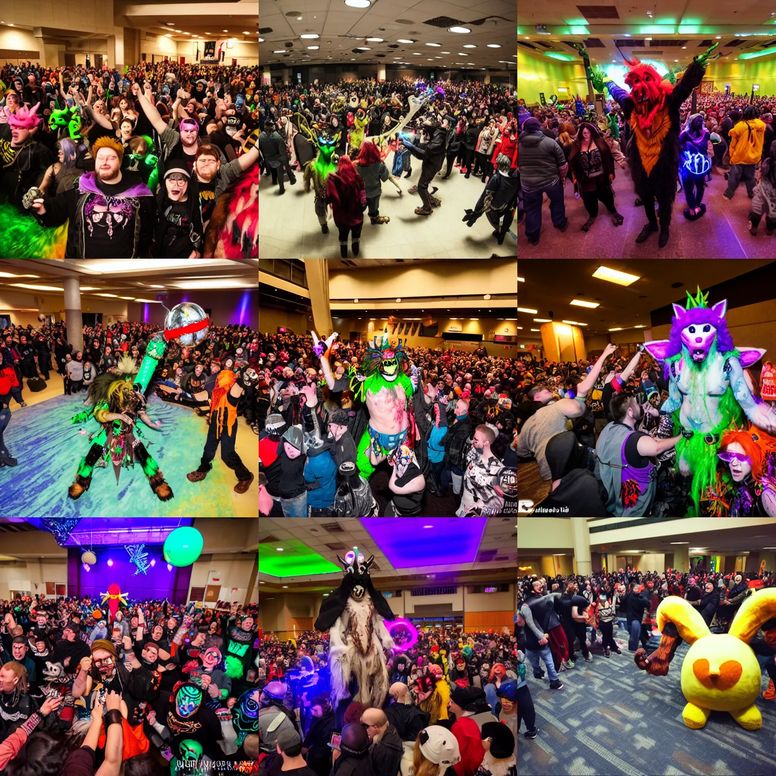 Prompt: Photo taken at Midwest FurFest yearly ritual/rave to hold the World-Eater at bay.