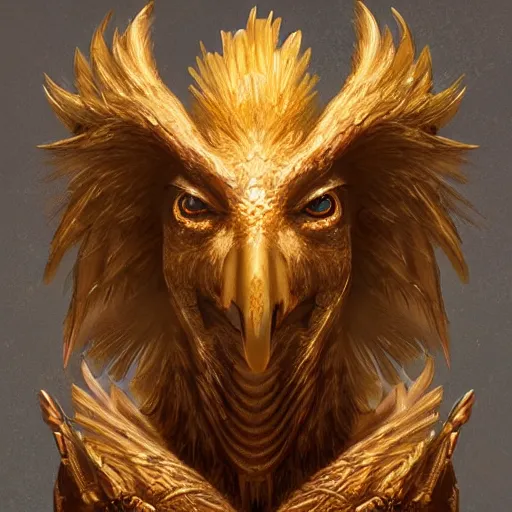 Prompt: primitive golden rooster idol, d & d, fantasy, portrait, digital painting, trending on artstation, concept art, sharp focus, illustration, art by artgerm and greg rutkowski and magali villeneuve