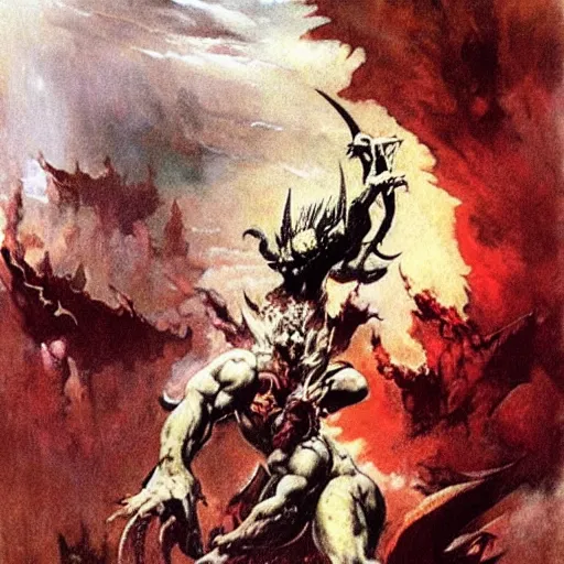 Image similar to demon by Frank Frazetta,fantasy artwork,bold,striking,masterpiece!!!!!!!!!!!!!!!!!!!