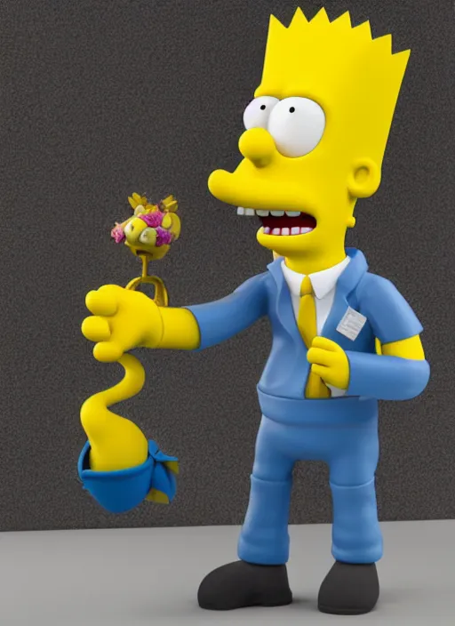 Prompt: bart simpson in business suit, is antique statue, octane render, highly detailed, hyper - realistic.