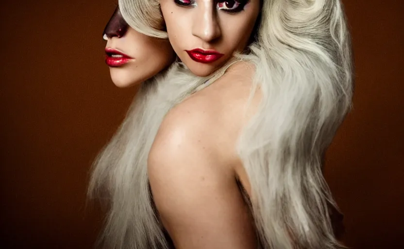 Image similar to IMG_975.raw, lady gaga ,beautiful composition, nick knight, 50mm f1.8, ambient light,