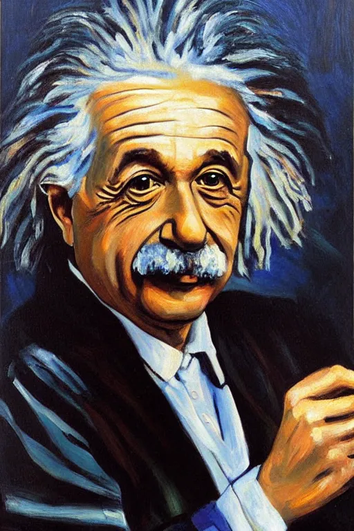 Image similar to portrait of Albert Einstein, painting, oil