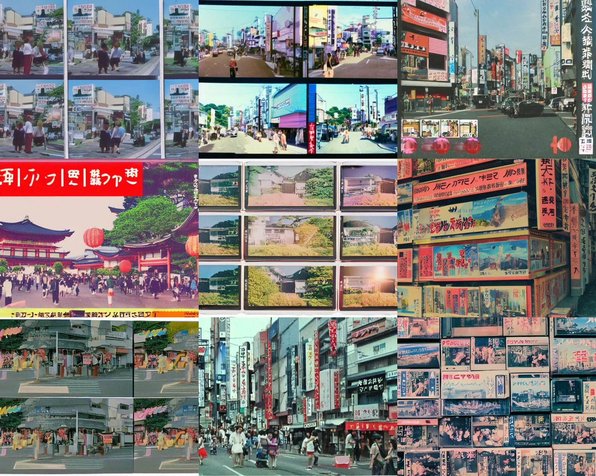 Prompt: home video footage, a district in japan ; daylight, summer, color vhs picture quality