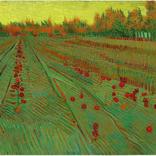 Image similar to raspberries in a forest by Vincent van Gogh