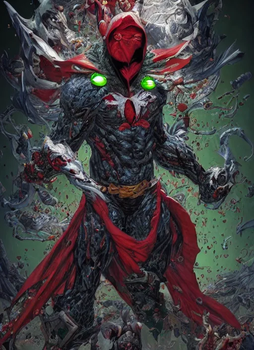 Image similar to first issue of spawn comic book cover art, au naturel, hyper detailed, digital art, trending in artstation, cinematic lighting, studio quality, smooth render, unreal engine 5 rendered, octane rendered, art style by klimt and nixeu and ian sprigger and wlop and krenz cushart