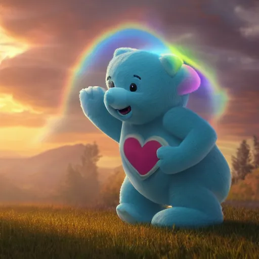 Prompt: hyperrealistic dslr film still of a care bear with heart on belly, stunning 8 k octane comprehensive 3 d render, inspired by istvan sandorfi & greg rutkowski & unreal engine, perfect symmetry, dim volumetric cinematic lighting, extremely hyper - detailed, extremely lifelike attributes & texture, intricate, masterpiece, artstation, stunning